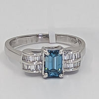 Blue & White Diamond Ring