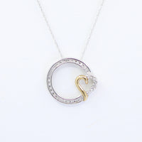Circle Heart 2 Tone Pendant + Chain