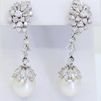Aretes de Perlas y Brillantes