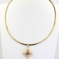 Cruz Lapiz Lazuli Italiana 14KT