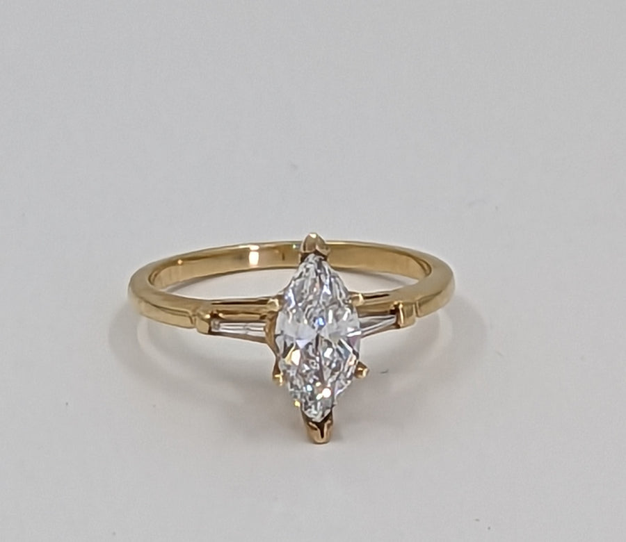 Marquise Gold Band Solitaire