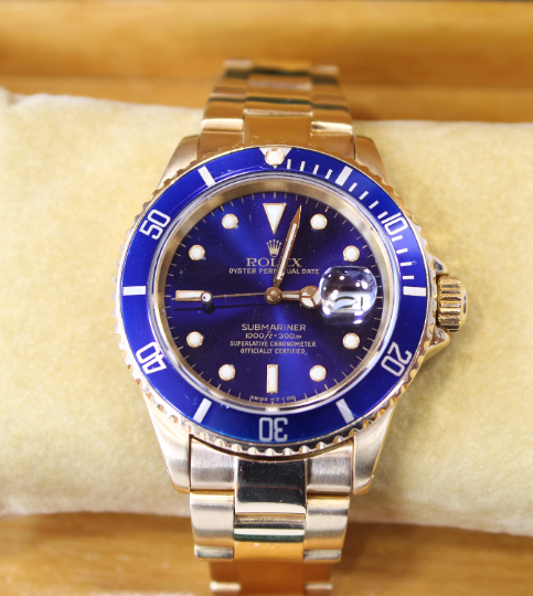 Authentic Rolex Submariner 18kt gold, Tropical Dial, 40mm, 16618