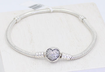 Pandora Sparkling Heart Clasp Bracelet